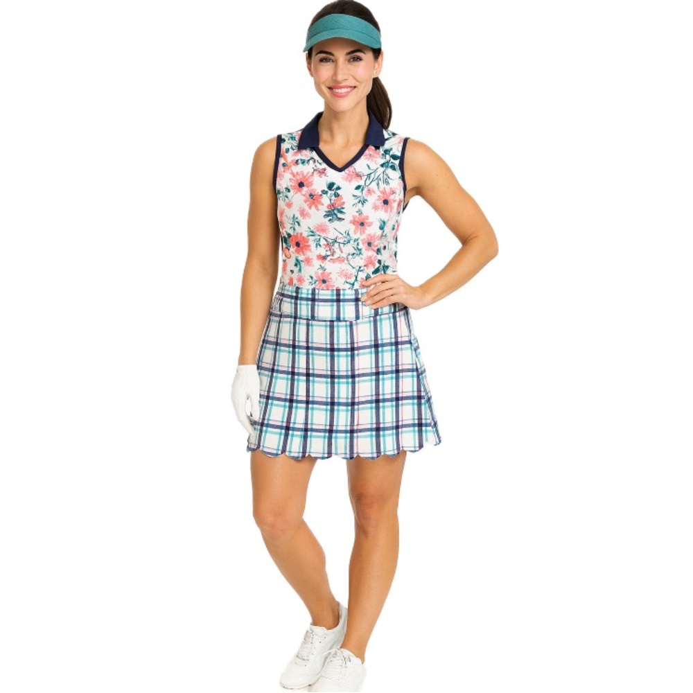 Lillie Green, Golf Outfit Floral and Plaid Women’s athletic, Size L